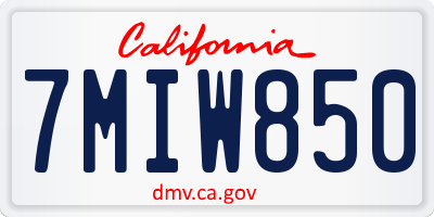 CA license plate 7MIW850