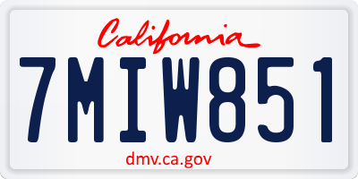 CA license plate 7MIW851