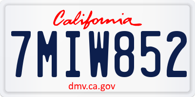 CA license plate 7MIW852