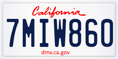 CA license plate 7MIW860