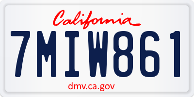 CA license plate 7MIW861
