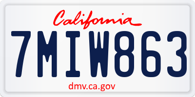 CA license plate 7MIW863