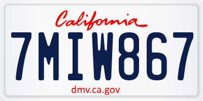 CA license plate 7MIW867