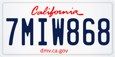 CA license plate 7MIW868