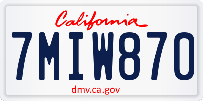 CA license plate 7MIW870