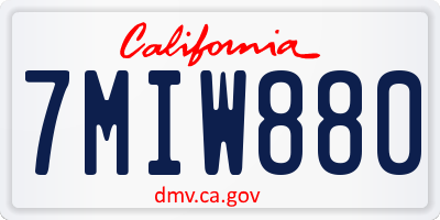 CA license plate 7MIW880