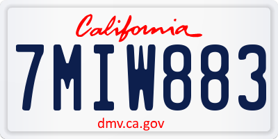CA license plate 7MIW883