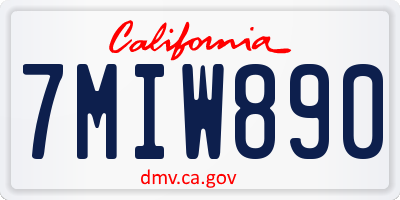 CA license plate 7MIW890