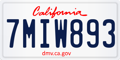 CA license plate 7MIW893