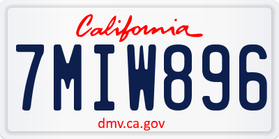 CA license plate 7MIW896