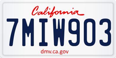 CA license plate 7MIW903