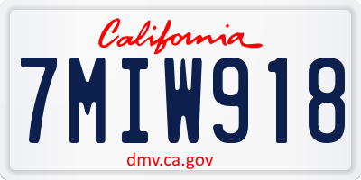 CA license plate 7MIW918