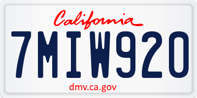 CA license plate 7MIW920