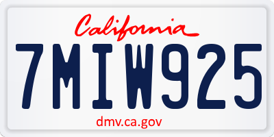 CA license plate 7MIW925