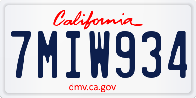 CA license plate 7MIW934