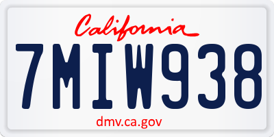 CA license plate 7MIW938
