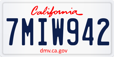 CA license plate 7MIW942
