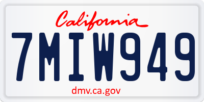 CA license plate 7MIW949