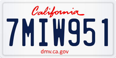 CA license plate 7MIW951