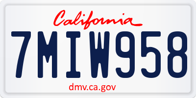 CA license plate 7MIW958