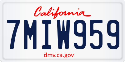 CA license plate 7MIW959