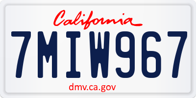 CA license plate 7MIW967