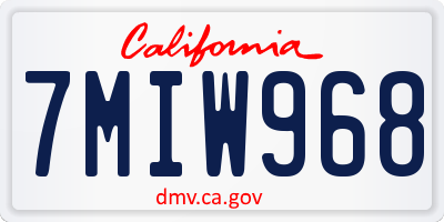 CA license plate 7MIW968