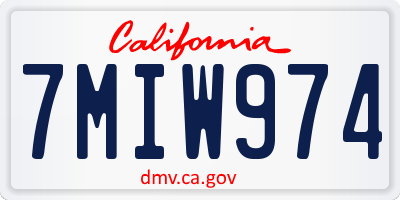 CA license plate 7MIW974