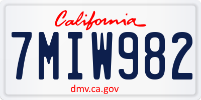 CA license plate 7MIW982
