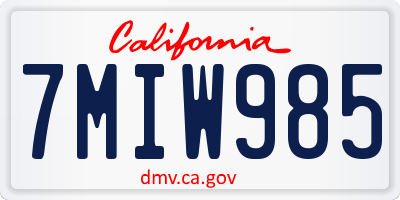 CA license plate 7MIW985