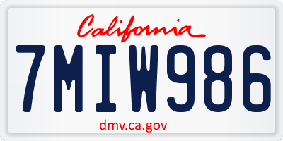 CA license plate 7MIW986