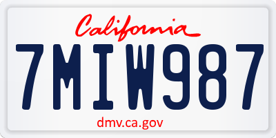 CA license plate 7MIW987