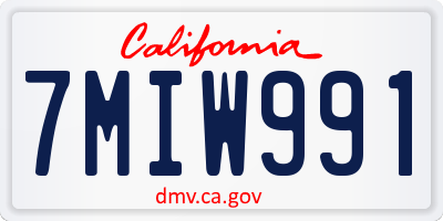 CA license plate 7MIW991