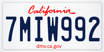 CA license plate 7MIW992