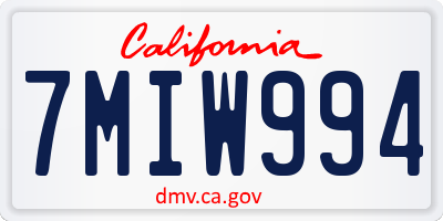 CA license plate 7MIW994