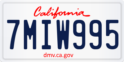 CA license plate 7MIW995