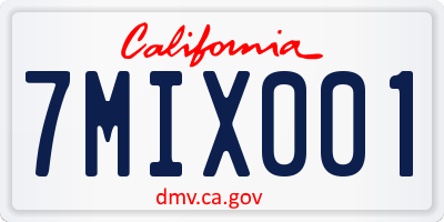 CA license plate 7MIX001