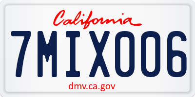 CA license plate 7MIX006