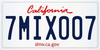 CA license plate 7MIX007