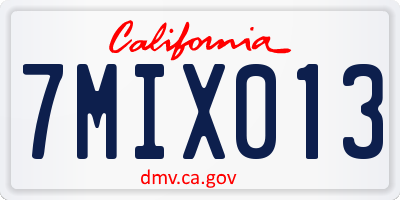 CA license plate 7MIX013