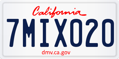 CA license plate 7MIX020