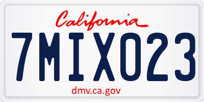 CA license plate 7MIX023