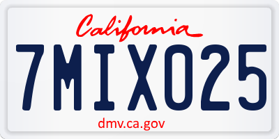 CA license plate 7MIX025