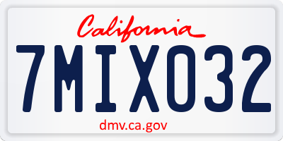 CA license plate 7MIX032