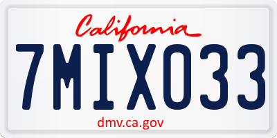 CA license plate 7MIX033
