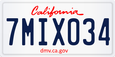 CA license plate 7MIX034