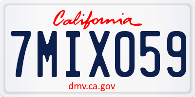 CA license plate 7MIX059