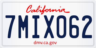 CA license plate 7MIX062