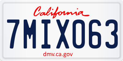 CA license plate 7MIX063