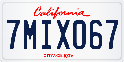 CA license plate 7MIX067